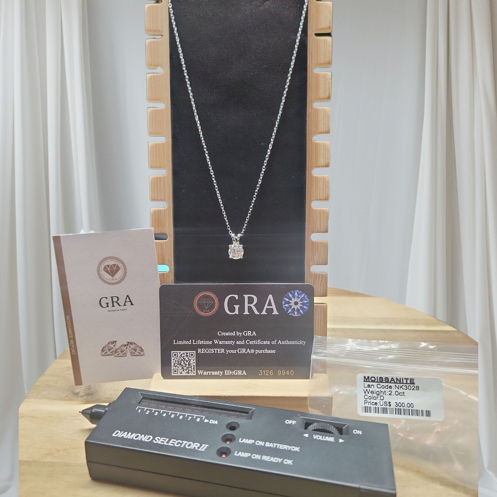 Moissanite Pendant Necklace Silver